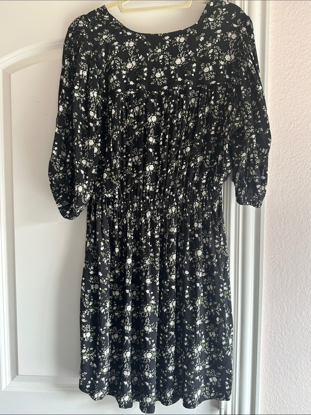 Ganni Black and White Floral Mini Dress - Picture 6 of 8